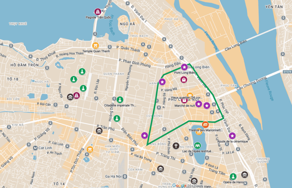Carte interactive de Hanoï avec les lieux à visiter, guide pratique Hanoi