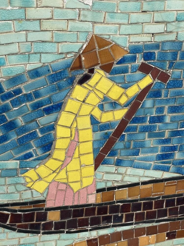 La route de la céramique, détail d'une fresque, rameuse traditionnelle