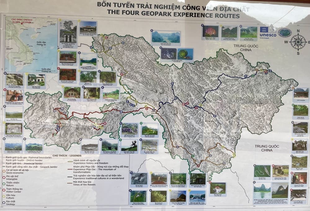 Carte du géopark UNESCO à Cao Bang