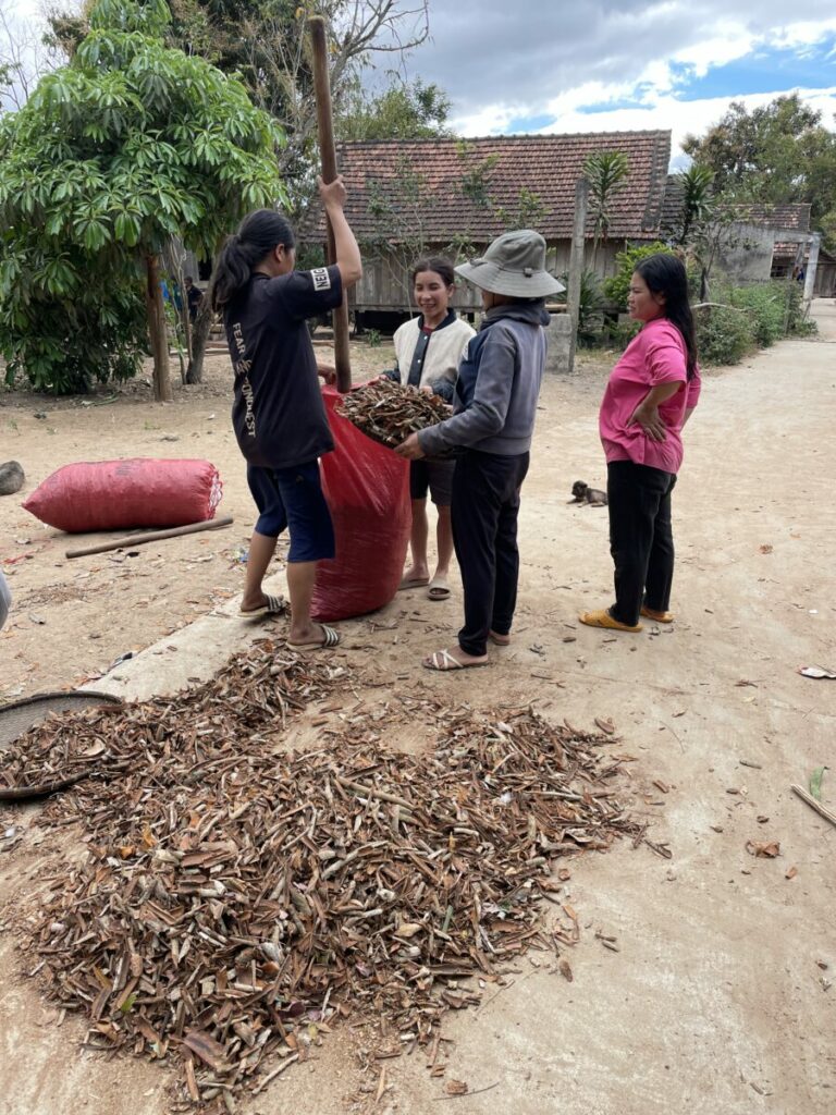 remplissage des sacs de manioc