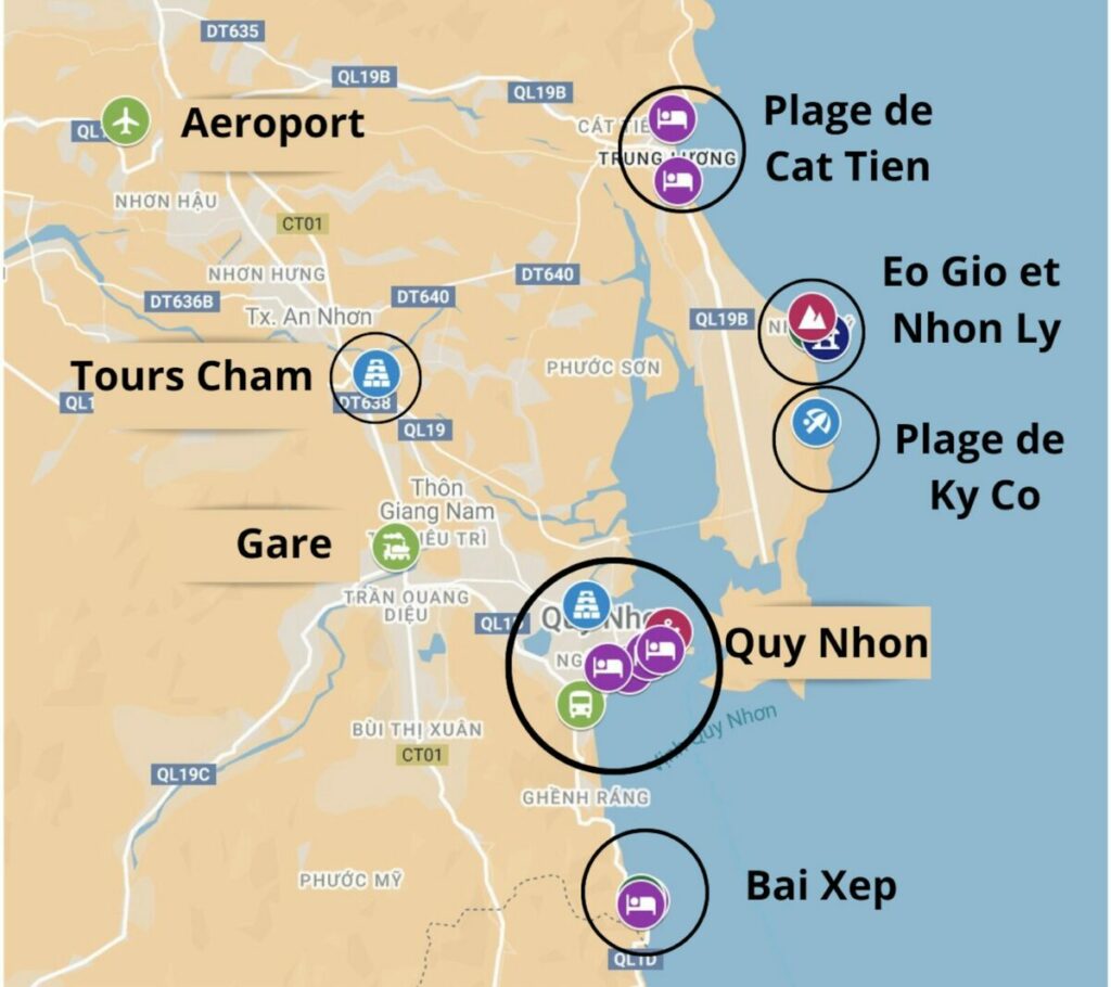 Plan de Quy Nhon, sites à visiter et où dormir