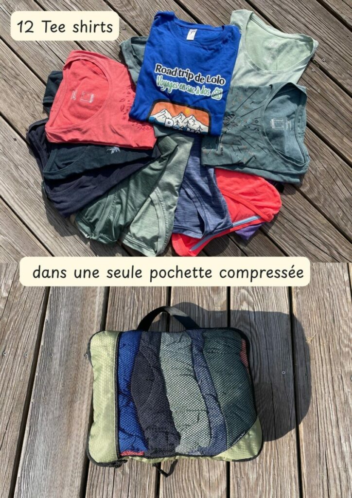 12 Tee shirts dans une seule pochette compressée